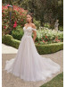 Detachable Straps Beaded Ivory Lace Tulle Wedding Dress